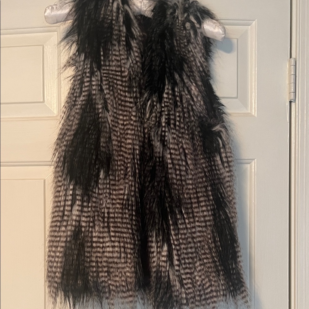 H&M Black and White Faux Fur Vest